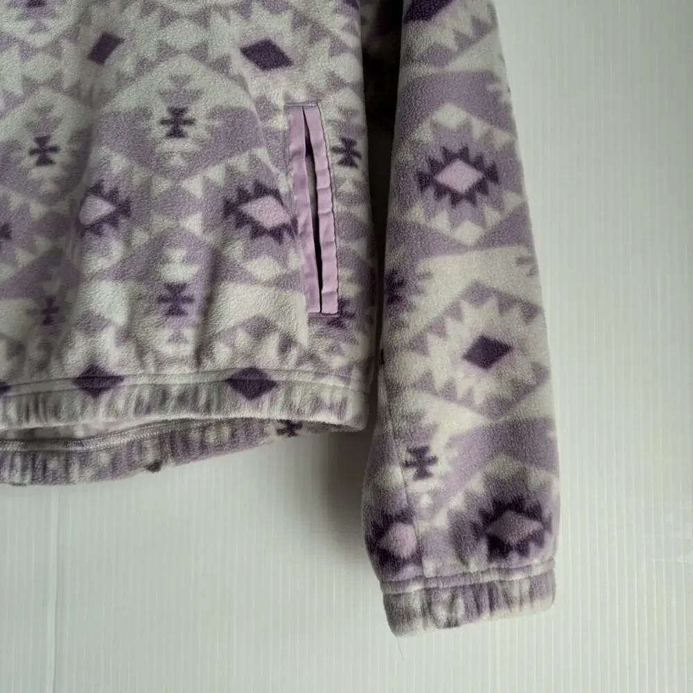 Kyodan Girls Fleece Pullover Jacket Aztec Print Long Sleeve Purple